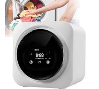 Lavatrice portatile con asciugatura a 60/80°C e UV. Pesa 0,8 kg. Altezza da chiusa: 9,4 cm. Per appartamenti singoli, colore bianco.