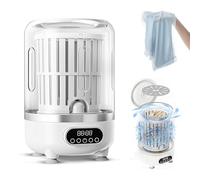 Lavatrice Portatile,Con Centrifuga,Mini Ricaricabile Per Biancheria Intima E Abiti Neonati Ideale I Viaggi,Portatile Da 3L Luce Blu,Display LED Design Impermeabile(25.5 * 15cm,White)