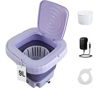 Lavatrice portatile da 9 litri, mini lavatrice pieghevole 2 in 1, timer a 3 velocità e funzionamento con un solo pulsante touchscreen, per dormitori, appartamenti, case e campeggio purple