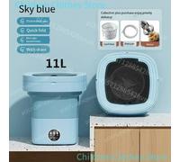 Lavatrice portatile pieghevole da 6L 11L di grande capacità con secchio per asciugatrice rotante per vestiti, viaggi, casa, biancheria intima, calzini, mini lavatrice Green 6L blue light