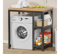 Lavatrice Scaffale A 3 Ripiani,Tamburo Lavastoviglie Ripiano Di Stoccaggio,Scaffale Sopra Lavatrice,Mobile Per Lavatrice,Colonna Lavatrice Asciugatrice,Per Bagno, Lavanderia(Brown/black,90cm/35.4in)
