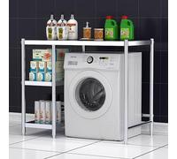 Lavatrice Scaffale In Acciaio,Supporto Lavatrice Asciugatrice Per Regolabilein Altezza,Scaffale Sopra La Lavatrice Con Ripiano,Piano 2 Livelli Asciugatrice Superiore Impilabile Rack,Per Bagno(L90*90cm