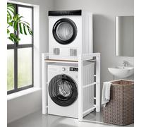 Lavatrice universale per lavatrice, asciugatrice, scaffale regolabile in altezza tramite lavatrice, in metallo, max 350 kg, per bagno, balcone, 65 x 75 x 105 cm, nero/bianco (bianco)