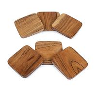 Lavaux Designs Set di 6 sottobicchieri quadrati in legno di acacia per decorare la casa e l'ufficio | Resistente al calore | Sottobicchieri per tazza da caffè, tazza da tè, bottiglie, bevande|10x10 cm
