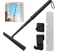 Lavavetri Con Manico Telescopico 146cm, Kit Pulizia Vetrate Con Tergivetro in Silicone e Microfibra, Tergivetro Professionale, Tira Acqua per Vetri, Finestre Alte per Vetro Bagno Auto Doccia Finestre