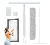 Lavavetri in alluminio con manico lungo, larghezza 30,5 cm, strumenti per la pulizia delle finestre, lavavetri per doccia con manico lungo, lunghezza regolabile fino a 119,4 cm (bianco)