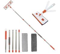 Lavavetri Professionale con Manico Telescopico 206 cm, 3 in 1 Lavavetri con Tergivetro in Silicone e Tampone Microfibra, per la Pulizia con Tapis Chenille, per Finestre Alte, Pareti di Vetro Bagno