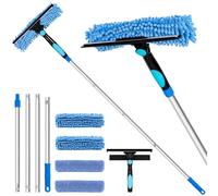 Lavavetri professionale da 182,9 cm, kit di pulizia con asta di prolunga, 3 in 1 tergivetro per finestre alte con 1 testa girevole e 4 lavavetri intercambiabili