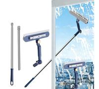 Lavavetri Telescopico Professionale 120cm 2 in 1 - Tergivetro e Panno Microfibra, Testa Rotante 180° per Finestre Alte, Box Doccia, Specchi e Piastrelle