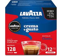 Lavazza A Modo Mio Crema e Gusto Classico, 128 Capsule Caffè, per un Espresso con Note di Cioccolato e Frutta Secca, Arabica e Robusta, Intensità 12/13, Tostatura Media, 8 Confezioni da 16 Capsule