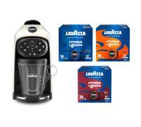 Lavazza A Modo Mio Macchina per Caffè Deséa White Cream con 88 Capsule Crema e