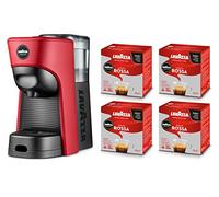 Lavazza, A Modo Mio Macchina per Caffè Tiny Eco Rossa con 64 Capsule Qualità Rossa Incluse, Macchina per Espresso in Plastica Riciclata, 1450 W, 220-240 V, 50/60 Hz, 0.6 Litri