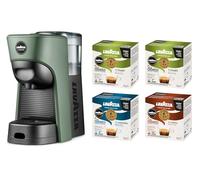 Lavazza, A Modo Mio Macchina per Caffè Tiny Verde con 64 Capsule ¡Tierra! Assortite, Macchina per Espresso in Plastica Riciclata, 1450 W, 220-240 V, 50/60 Hz, 0.6 Litri