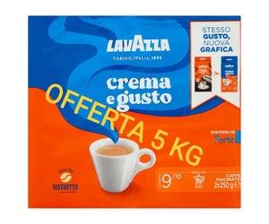 LAVAZZA CAFFE 5-KG CREMA & GUSTO FORTE 10 CONFEZIONI DA GR.500 OFFERTA 2BZB6