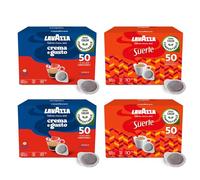 Lavazza, Caffè in Cialde Gusti Assortiti, 2 Pack da 50 Cialde Crema e Gusto, 2 Pack da 50 Cialde Suerte