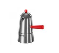 LAVAZZA CAFFETTIERA CARMENCITA POP MANICO ROSSO DA 6 TAZZE IN ALLUMINIO LUCIDO