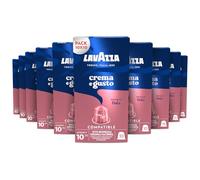 Lavazza Crema e Gusto Dolce, 100 Capsule di Caffè in Alluminio Compatibili con Macchine Nespresso Original, Note Aromatiche di Frutta Secca, Arabica e Robusta, Intensità 10, Tostatura Media, 10 Pack