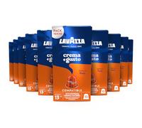 Lavazza, Crema e Gusto Forte, 100 Capsule in Alluminio Compatibili con Macchine Nespresso Original, con Note di Cacao e Legno, Arabica e Robusta, Intensità 13/13, Tostatura Scura, 10 Confezioni