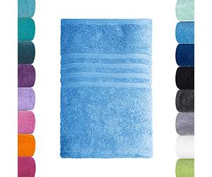 Lavea® 1 Asciugamano Viso e Mani 50x100 cm in Spugna di Cotone Bio 100% Morbidi e Assorbenti, per Casa Hotel Spa - Asciugamano da Bagno - Azzurro cielo