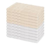 Lavea® 10 Asciugamani Ospite 30x50 cm in Spugna di Cotone 100% Morbidi e Assorbenti, per Casa Hotel Spa - Ideali anche come Asciugamani Bagno Viso e Bidet Bianco e Crema
