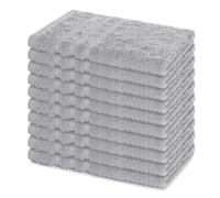Lavea® 10 Asciugamani Ospite 30x50 cm in Spugna di Cotone 100% Morbidi e Assorbenti, per Casa Hotel Spa - Ideali anche come Asciugamani Bagno Viso e Bidet Argento