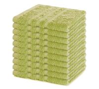 Lavea® 10 Lavette Bagno 30x30 cm in Spugna di Cotone 100% Morbidi e Assorbenti, per Casa Hotel Spa - Ideali anche come Asciugamani Bagno Viso e Bidet - Verde tiglio