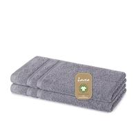 Lavea® 2 Asciugamani Ospite 30x50 cm in Spugna di Cotone Bio 100% Morbidi e Assorbenti, per Casa Hotel Spa - Ideali anche come Asciugamano Viso e Bidet - Grigio chiaro