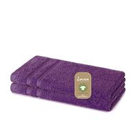 Lavea® 2 Asciugamani Ospite 30x50 cm in Spugna di Cotone Bio 100% Morbidi e Assorbenti, per Casa Hotel Spa - Ideali anche come Asciugamano Viso e Bidet - Viola