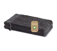 Lavea® 2 Guanti da Bagno 16 x 22 cm cm in Spugna di Cotone Bio 100% Morbidi e Assorbenti, per Casa Hotel Spa - Manopola da Bagno con Gancetto - Antracite