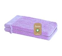 Lavea® 2 Guanti da Bagno 16 x 22 cm cm in Spugna di Cotone Bio 100% Morbidi e Assorbenti, per Casa Hotel Spa - Manopola da Bagno con Gancetto - Lilla chiaro