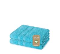Lavea® 2 Lavette Bagno 30x30 cm in Spugna di Cotone Bio 100% Morbidi e Assorbenti, per Casa Hotel Spa - Ideali anche come Asciugamano Viso e Bidet - Turchese