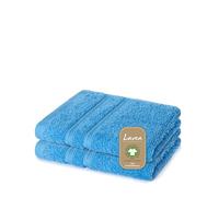 Lavea® 2 Lavette Bagno 30x30 cm in Spugna di Cotone Bio 100% Morbidi e Assorbenti, per Casa Hotel Spa - Ideali anche come Asciugamano Viso e Bidet - Azzurro cielo