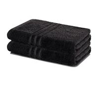 Lavea® 2 Teli Doccia 70x140 cm in Spugna di Cotone 100% Morbidi e Assorbenti, per Casa Hotel Spa - Asciugamano da Bagno Grande - Nero