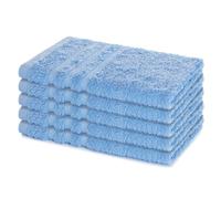 Lavea® 5 Asciugamani Ospite 30x50 cm in Spugna di Cotone 100% Morbidi e Assorbenti, per Casa Hotel Spa - Ideali anche come Asciugamani Bagno Viso e Bidet - Blu delfino