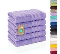 Lavea® 5 Asciugamani Ospite 30x50 cm in Spugna di Cotone 100% Morbidi e Assorbenti, per Casa Hotel Spa - Ideali anche come Asciugamani Bagno Viso e Bidet - Lavanda