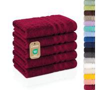 Lavea® 5 Asciugamani Ospite 30x50 cm in Spugna di Cotone 100% Morbidi e Assorbenti, per Casa Hotel Spa - Ideali anche come Asciugamani Bagno Viso e Bidet - Bordeaux