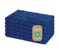 Lavea® 5 Asciugamani Ospite 30x50 cm in Spugna di Cotone 100% Morbidi e Assorbenti, per Casa Hotel Spa - Ideali anche come Asciugamano Viso e Bidet - Blu royal