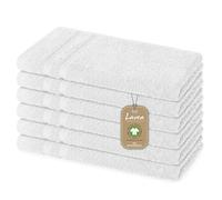 Lavea® 6 Asciugamani Ospite 30x50 cm in Spugna di Cotone Bio 100% Morbidi e Assorbenti, per Casa Hotel Spa - Ideali anche come Asciugamano Viso e Bidet - Bianco