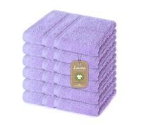 Lavea® 6 Lavette Bagno 30x30 cm in Spugna di Cotone Bio 100% Morbidi e Assorbenti, per Casa Hotel Spa - Ideali anche come Asciugamano Viso e Bidet - Lilla chiaro
