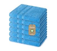 Lavea® 6 Lavette Bagno 30x30 cm in Spugna di Cotone Bio 100% Morbidi e Assorbenti, per Casa Hotel Spa - Ideali anche come Asciugamano Viso e Bidet - Azzurro cielo