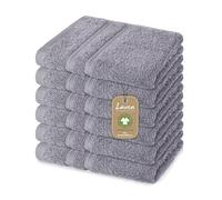 Lavea® 6 Lavette Bagno 30x30 cm in Spugna di Cotone Bio 100% Morbidi e Assorbenti, per Casa Hotel Spa - Ideali anche come Asciugamano Viso e Bidet - Grigio chiaro