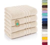 Lavea® Asciugamani Viso 50x100 cm - Set da 4 in Spugna di Cotone 100% Morbidi e Assorbenti - Ideali come Asciugamani Bagno e per le Mani per Casa, Hotel e Spa - Crema