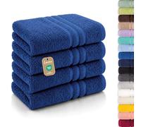Lavea® Asciugamani Viso 50x100 cm - Set da 4 in Spugna di Cotone 100% Morbidi e Assorbenti - Ideali come Asciugamani Bagno e per le Mani per Casa, Hotel e Spa - Blu royal