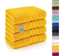 Lavea® Asciugamani Viso 50x100 cm - Set da 4 in Spugna di Cotone 100% Morbidi e Assorbenti - Ideali come Asciugamani Bagno e per le Mani per Casa, Hotel e Spa - Giallo colza