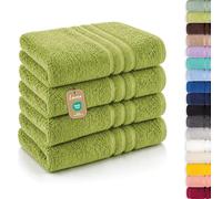 Lavea® Asciugamani Viso 50x100 cm - Set da 4 in Spugna di Cotone 100% Morbidi e Assorbenti - Ideali come Asciugamani Bagno e per le Mani per Casa, Hotel e Spa - Verde tiglio
