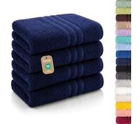 Lavea® Asciugamani Viso 50x100 cm - Set da 4 in Spugna di Cotone 100% Morbidi e Assorbenti - Ideali come Asciugamani Bagno e per le Mani per Casa, Hotel e Spa - Blu navy