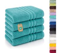 Lavea® Asciugamani Viso 50x100 cm - Set da 4 in Spugna di Cotone 100% Morbidi e Assorbenti - Ideali come Asciugamani Bagno e per le Mani per Casa, Hotel e Spa - Turchese