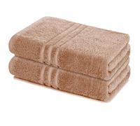 Lavea® Set 2 Asciugamani Bagno 80x200 cm in Spugna 100% Cotone Morbidi e Assorbenti - Ideali come Asciugamani Doccia Grandi e come Asciugamano Palestra - Cappuccino