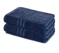 Lavea® Set 2 Asciugamani Bagno 80x200 cm in Spugna 100% Cotone Morbidi e Assorbenti - Ideali come Asciugamani Doccia Grandi e come Asciugamano Palestra - Blu navy