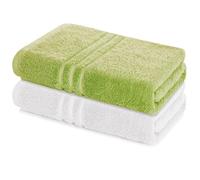 Lavea® Set 2 Asciugamani Bagno 80x200 cm in Spugna 100% Cotone Morbidi e Assorbenti - Ideali come Asciugamani Doccia Grandi e come Asciugamano Palestra - Verde Chiaro e Bianco